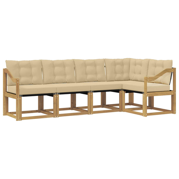Udendørs sofagruppe med pude 5 pcs Hvid og Beige