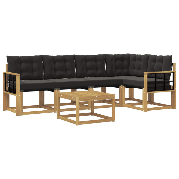 Udendørs sofagruppe med pude 6 pcs Hvid og sort