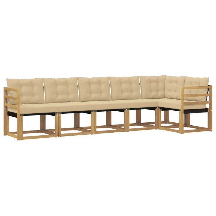 Udendørs sofagruppe med pude 6 pcs Hvid og Beige