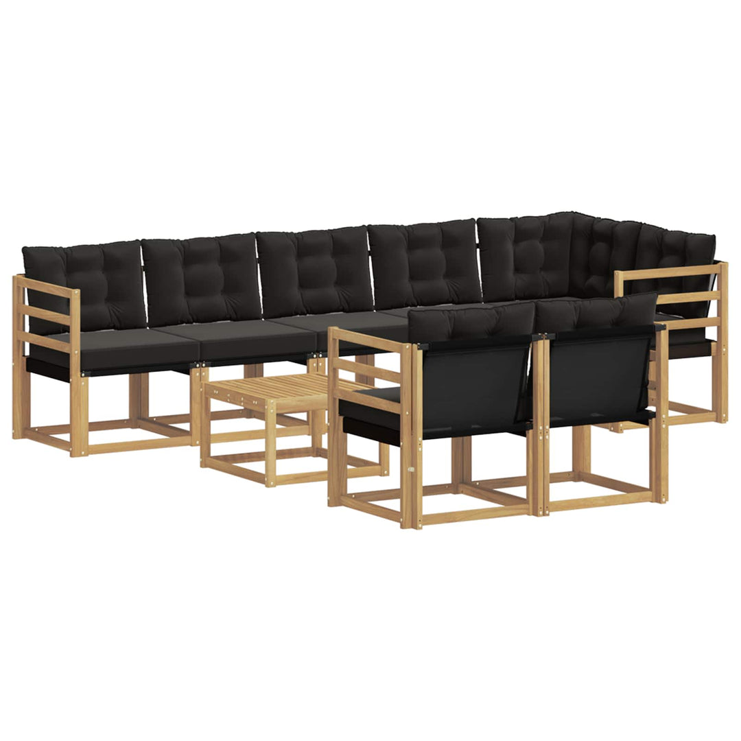 Udendørs sofagruppe med pude 9 pcs Hvid og sort