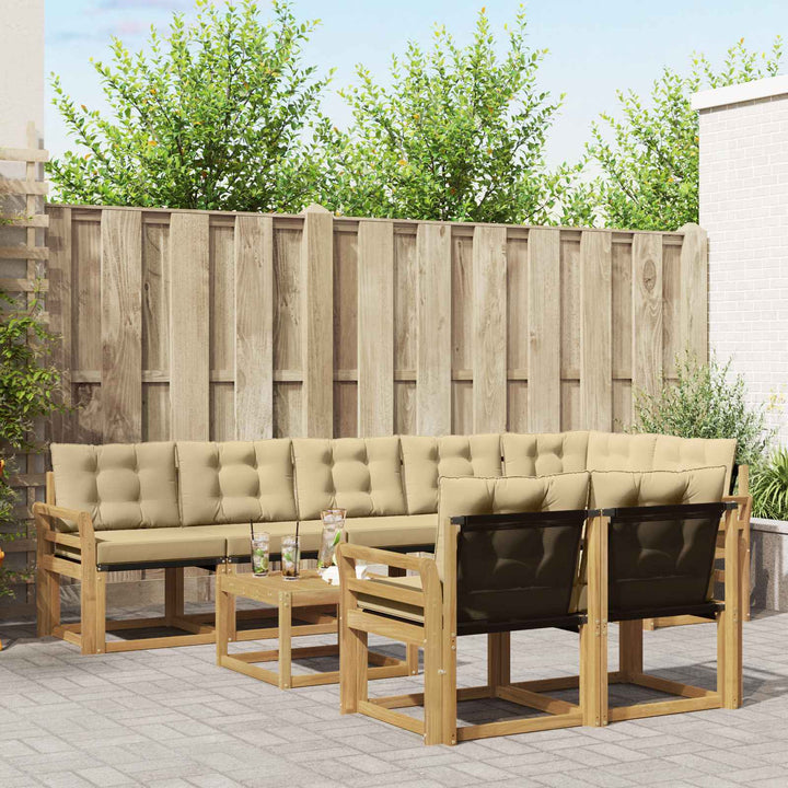 Udendørs sofagruppe med pude 9 pcs Hvid og Beige