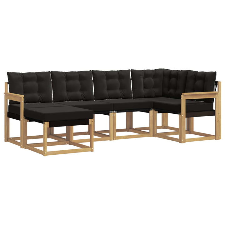 Udendørs sofagruppe med pude 6 pcs Hvid og sort