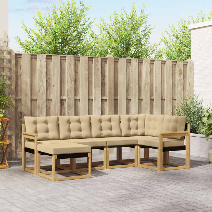 Udendørs sofagruppe med pude 6 pcs Hvid og Beige