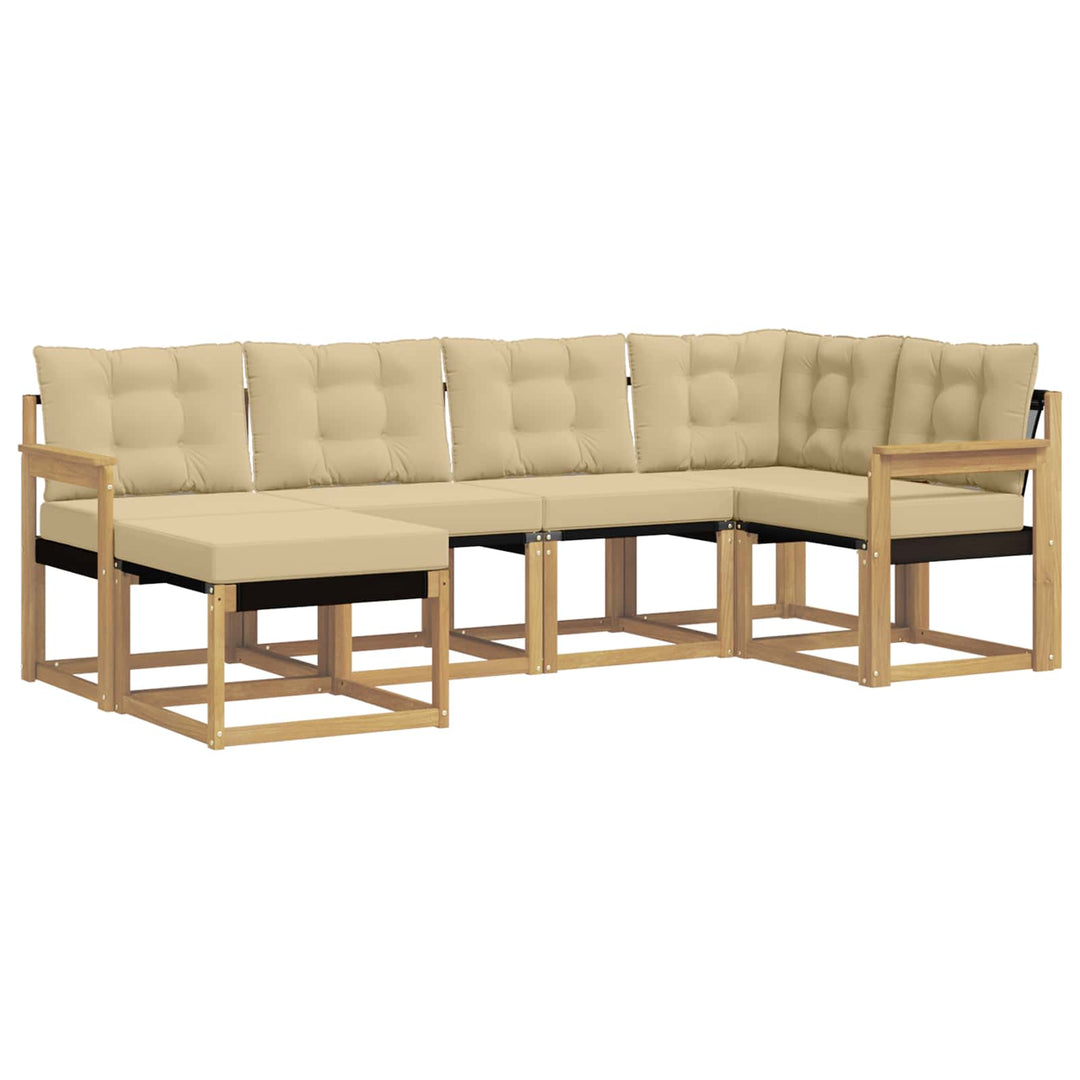 Udendørs sofagruppe med pude 6 pcs Hvid og Beige