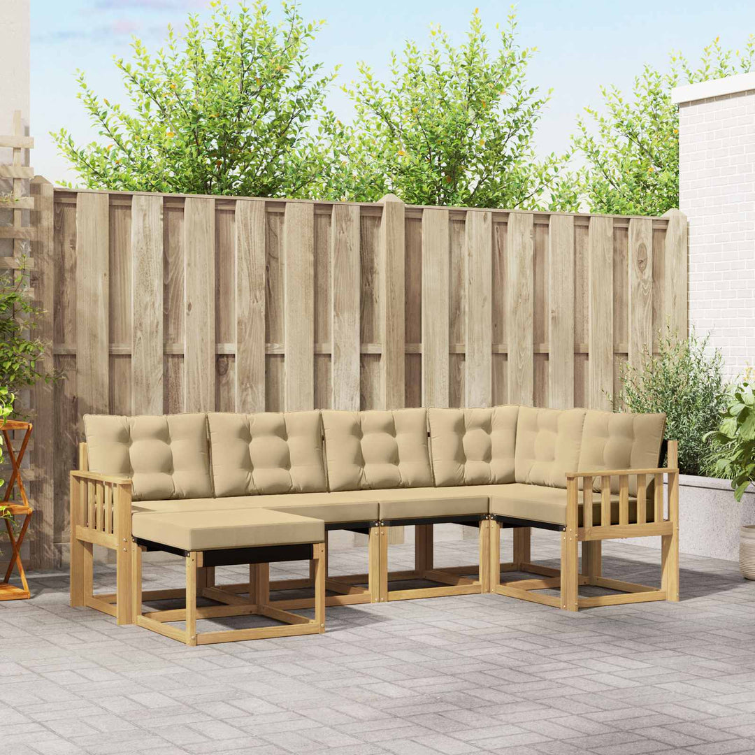 Udendørs sofagruppe med pude 6 pcs Hvid og Beige