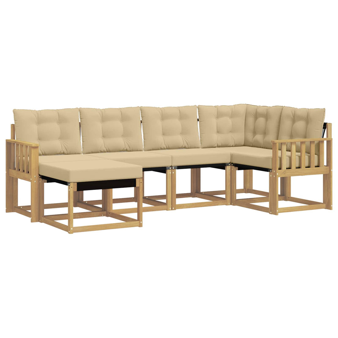 Udendørs sofagruppe med pude 6 pcs Hvid og Beige