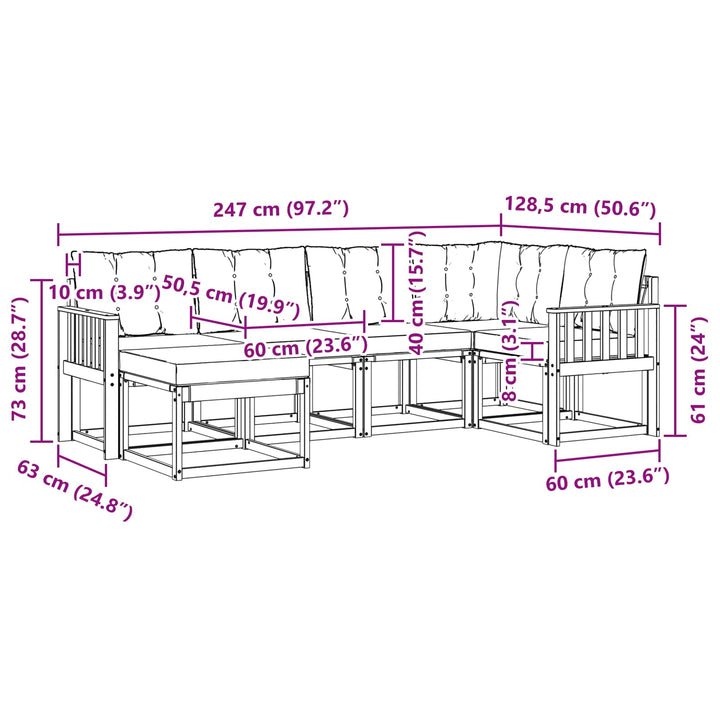 Udendørs sofagruppe med pude 6 pcs Hvid og Beige