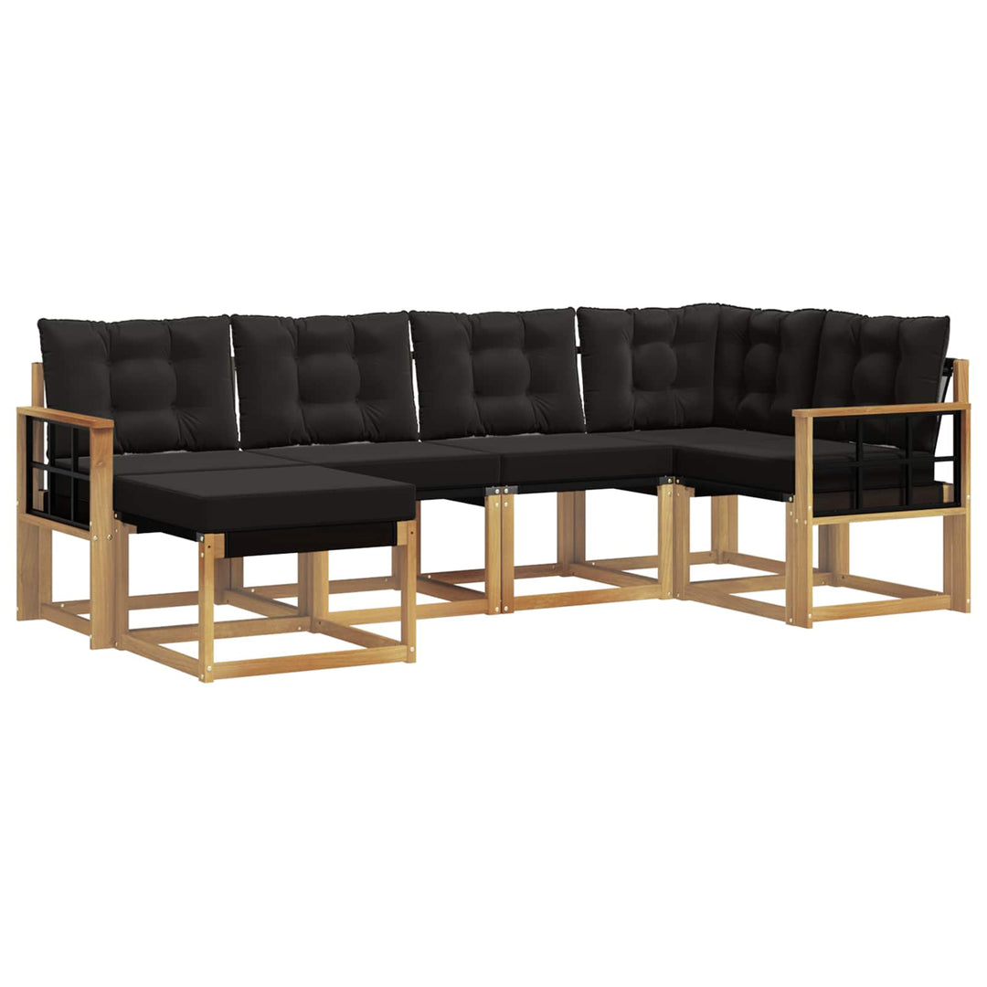 Udendørs sofagruppe med pude 6 pcs Hvid og sort