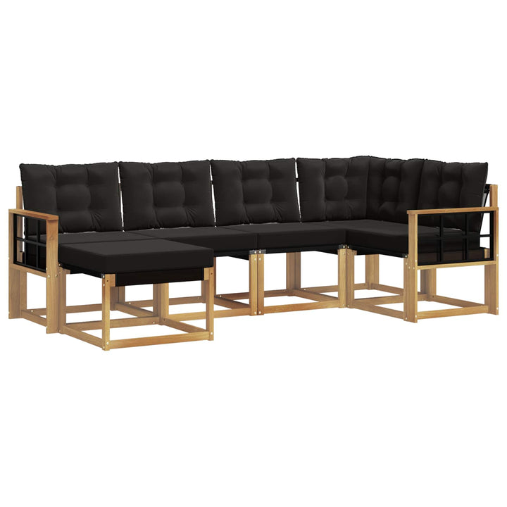 Udendørs sofagruppe med pude 6 pcs Hvid og sort