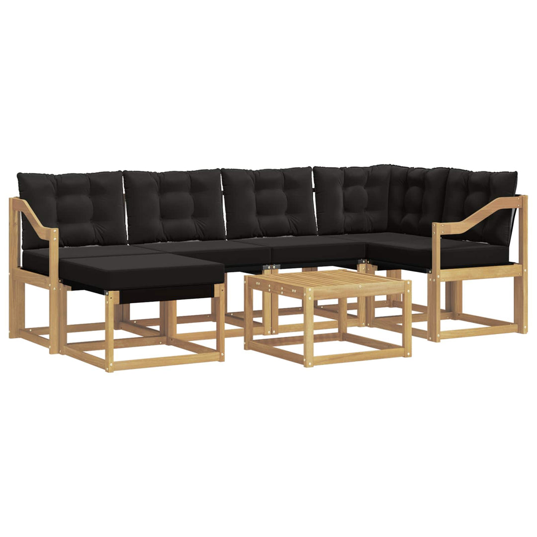 Udendørs sofagruppe med pude 7 pcs Hvid og sort