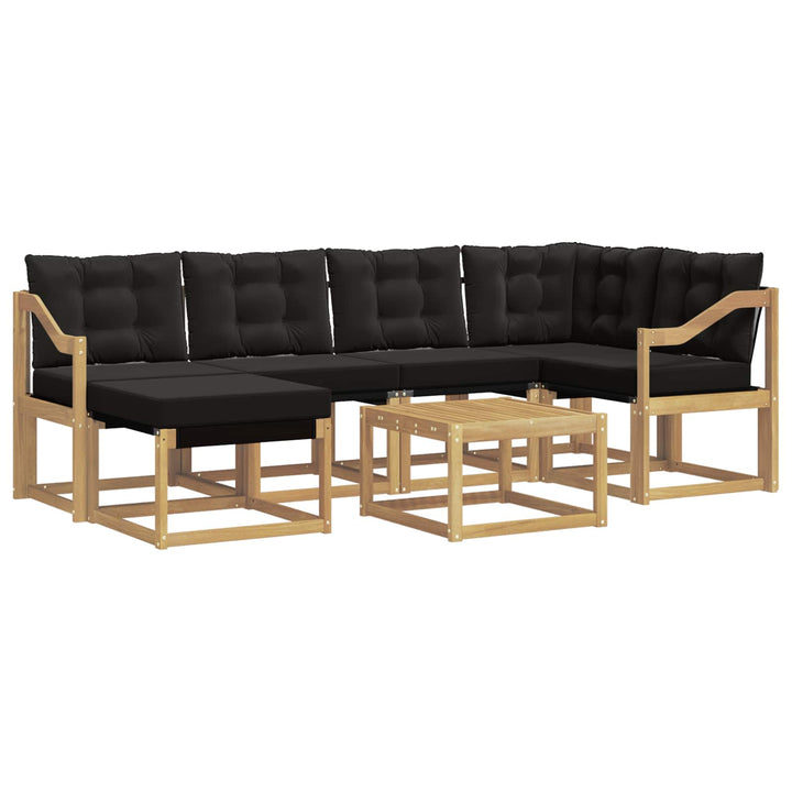 Udendørs sofagruppe med pude 7 pcs Hvid og sort