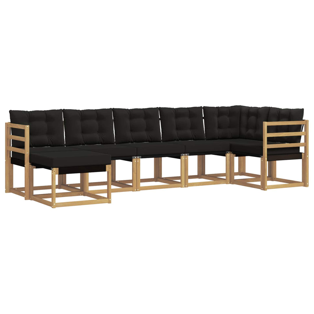 Udendørs sofagruppe med pude 7 pcs Hvid og sort