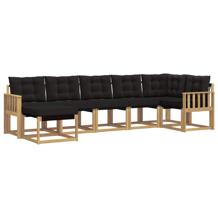 Udendørs sofagruppe med pude 7 pcs Hvid og sort