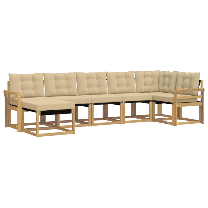 Udendørs sofagruppe med pude 7 pcs Hvid og Beige