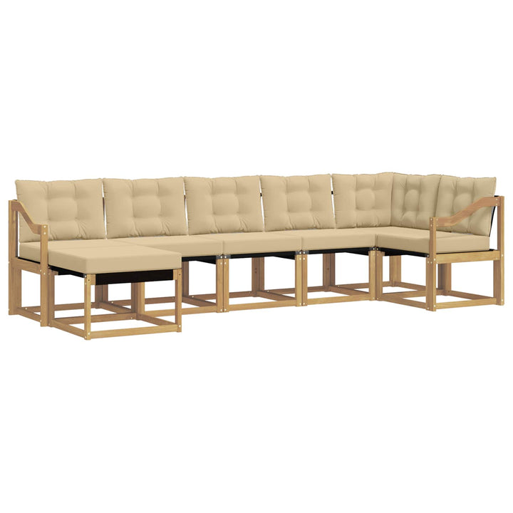 Udendørs sofagruppe med pude 7 pcs Hvid og Beige