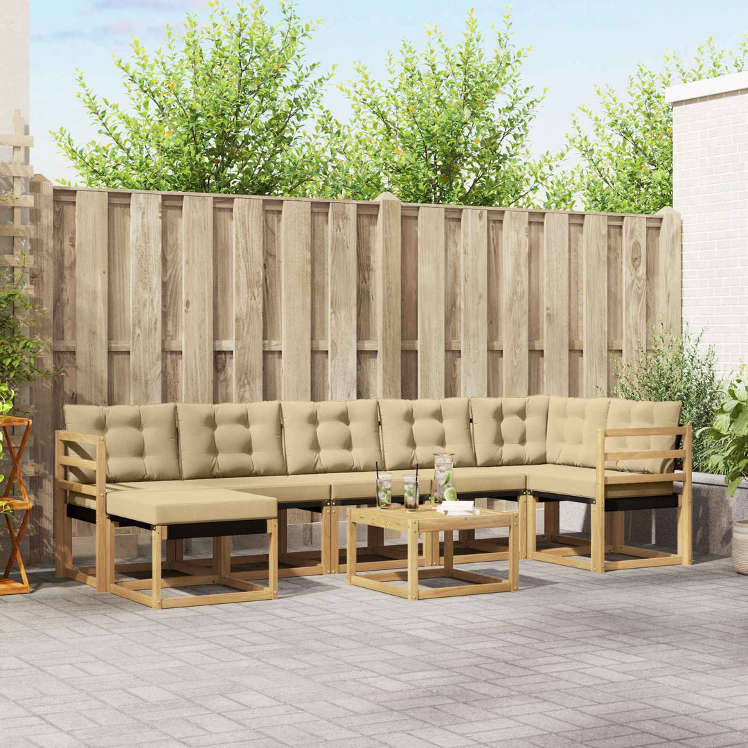Udendørs sofagruppe med pude 8 pcs Hvid og Beige