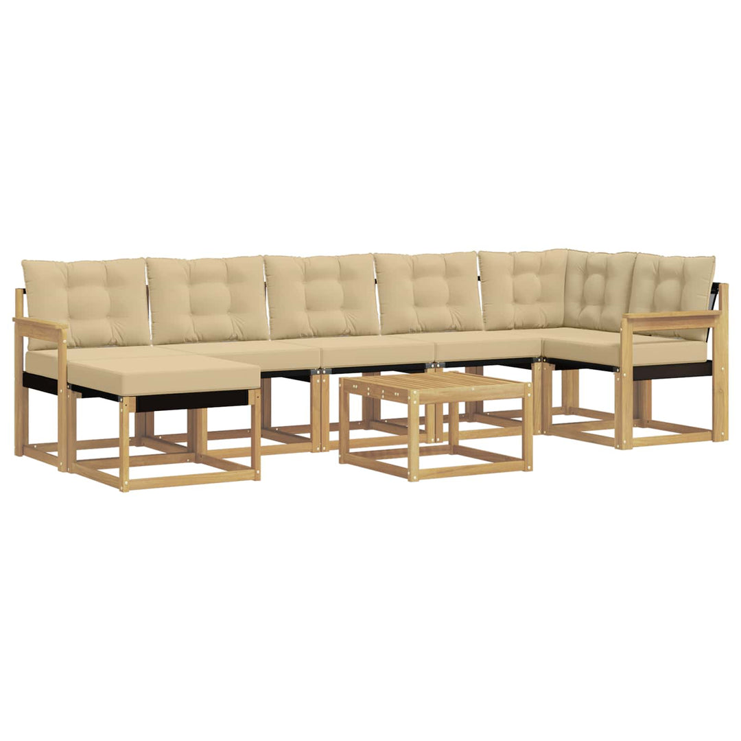 Udendørs sofagruppe med pude 8 pcs Hvid og Beige