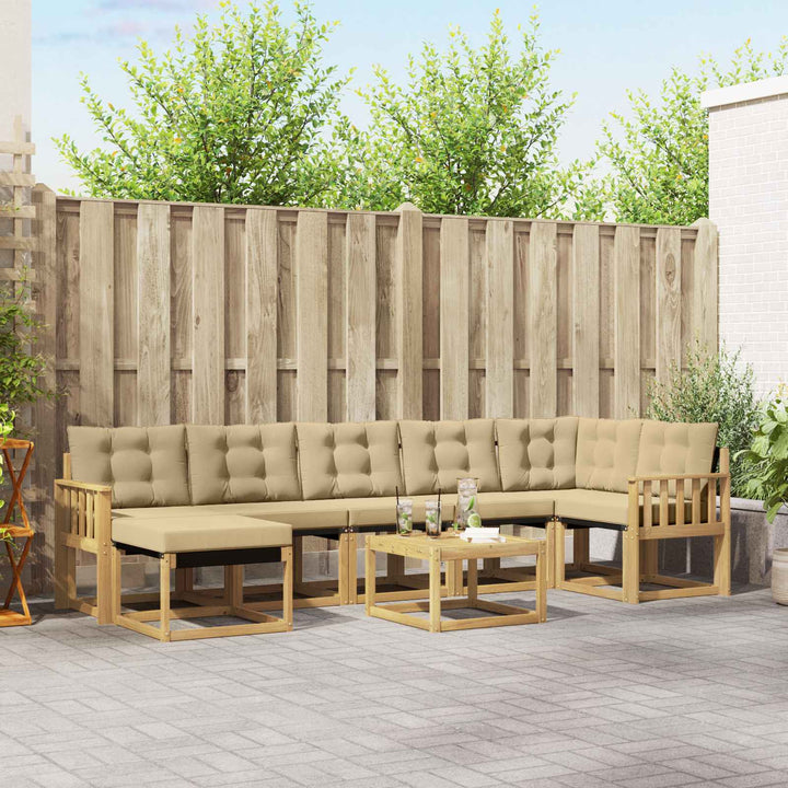 Udendørs sofagruppe med pude 8 pcs Hvid og Beige