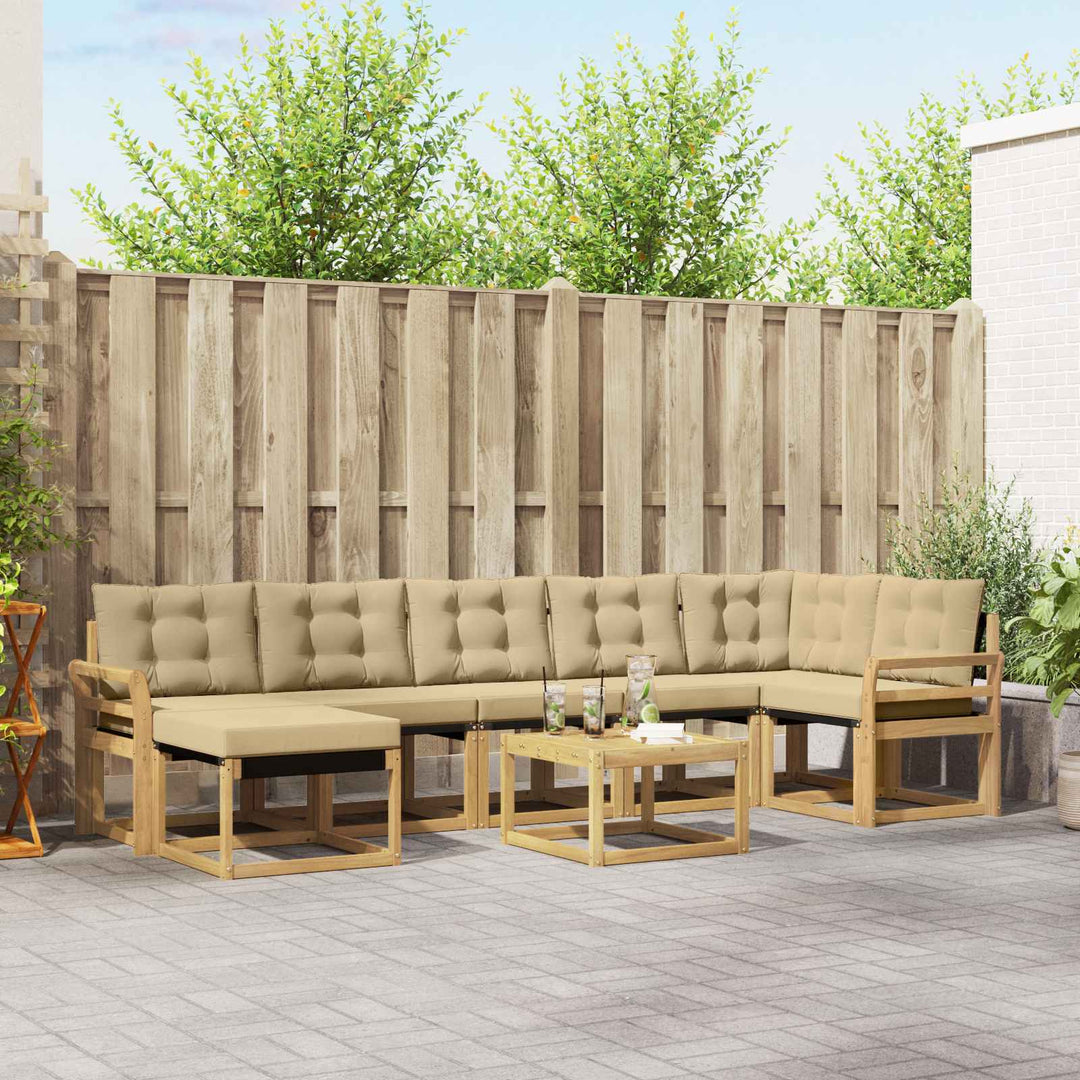 Udendørs sofagruppe med pude 8 pcs Hvid og Beige
