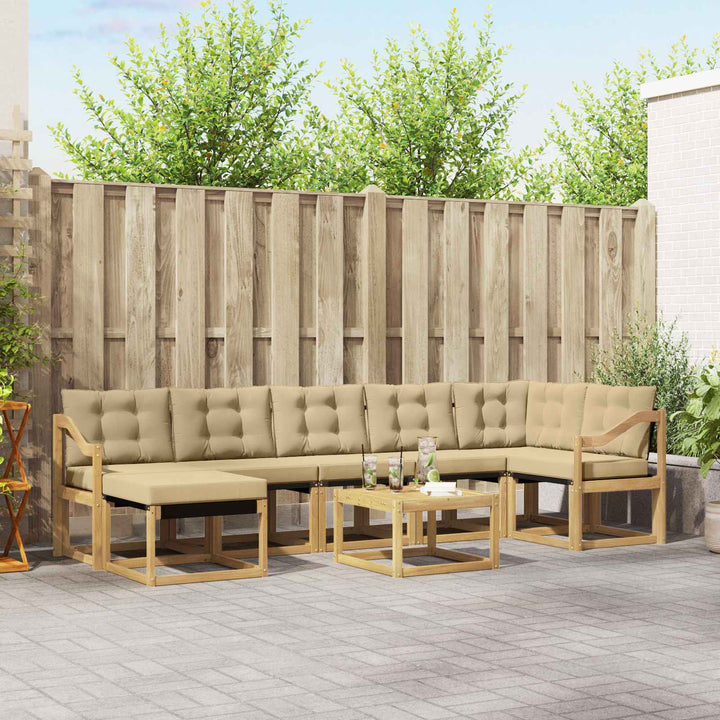 Udendørs sofagruppe med pude 8 pcs Hvid og Beige