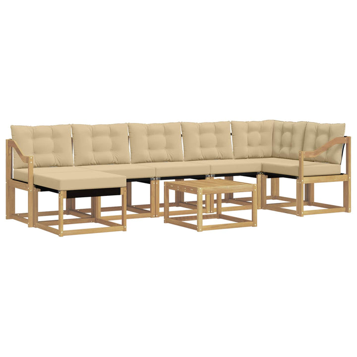 Udendørs sofagruppe med pude 8 pcs Hvid og Beige
