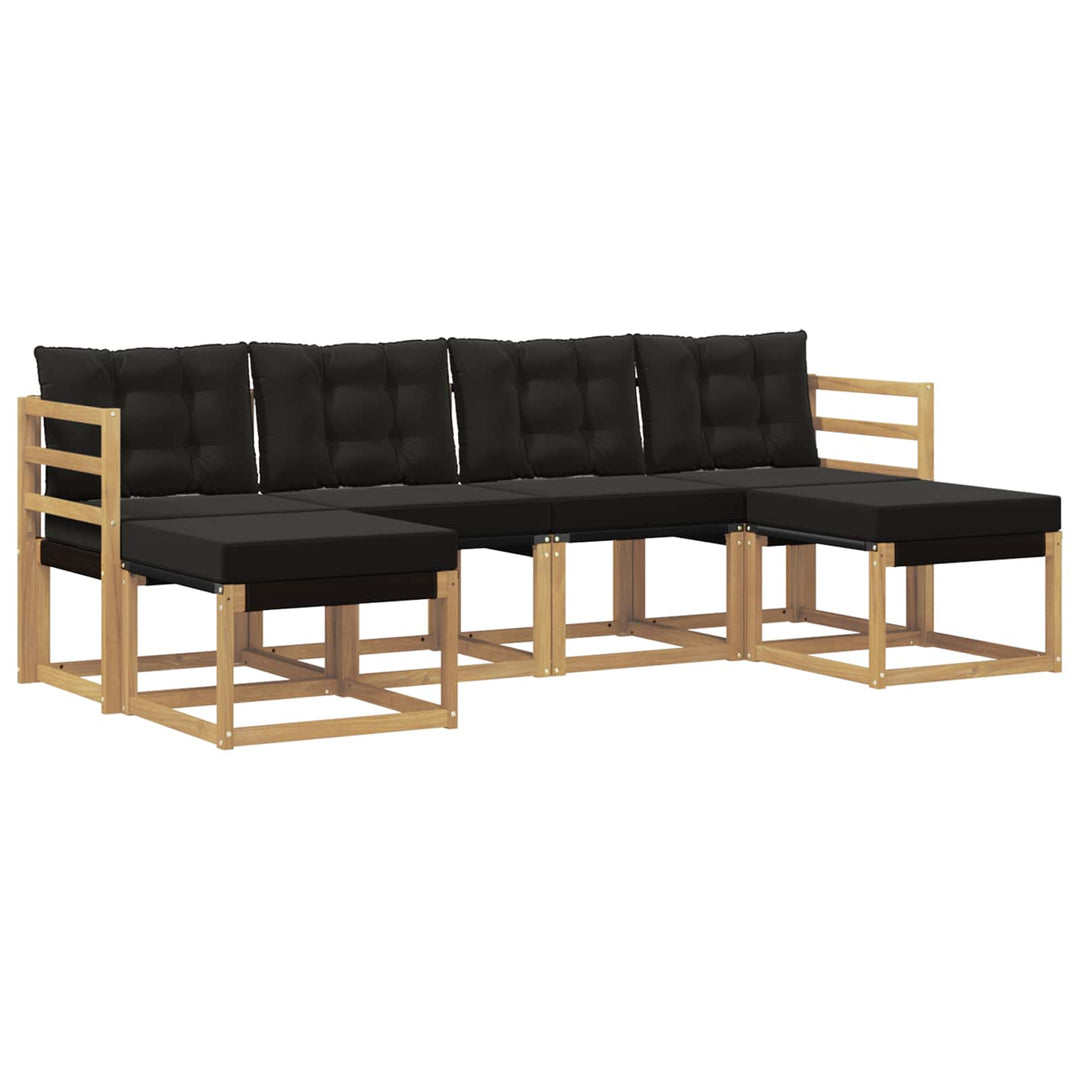 Udendørs sofagruppe med pude 6 pcs Hvid og sort