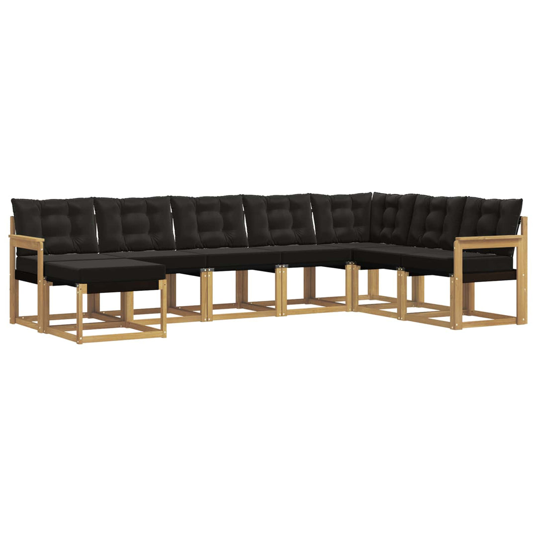 Udendørs sofagruppe med pude 8 pcs Hvid og sort
