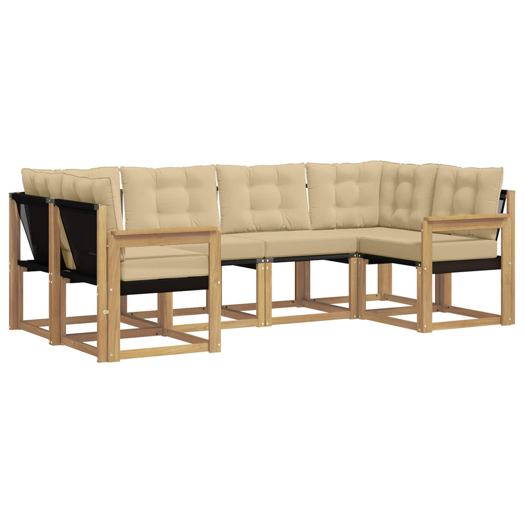 Udendørs sofagruppe med pude 6 pcs Hvid og Beige