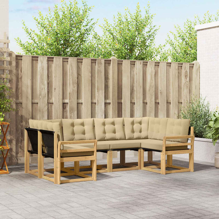 Udendørs sofagruppe med pude 6 pcs Hvid og Beige