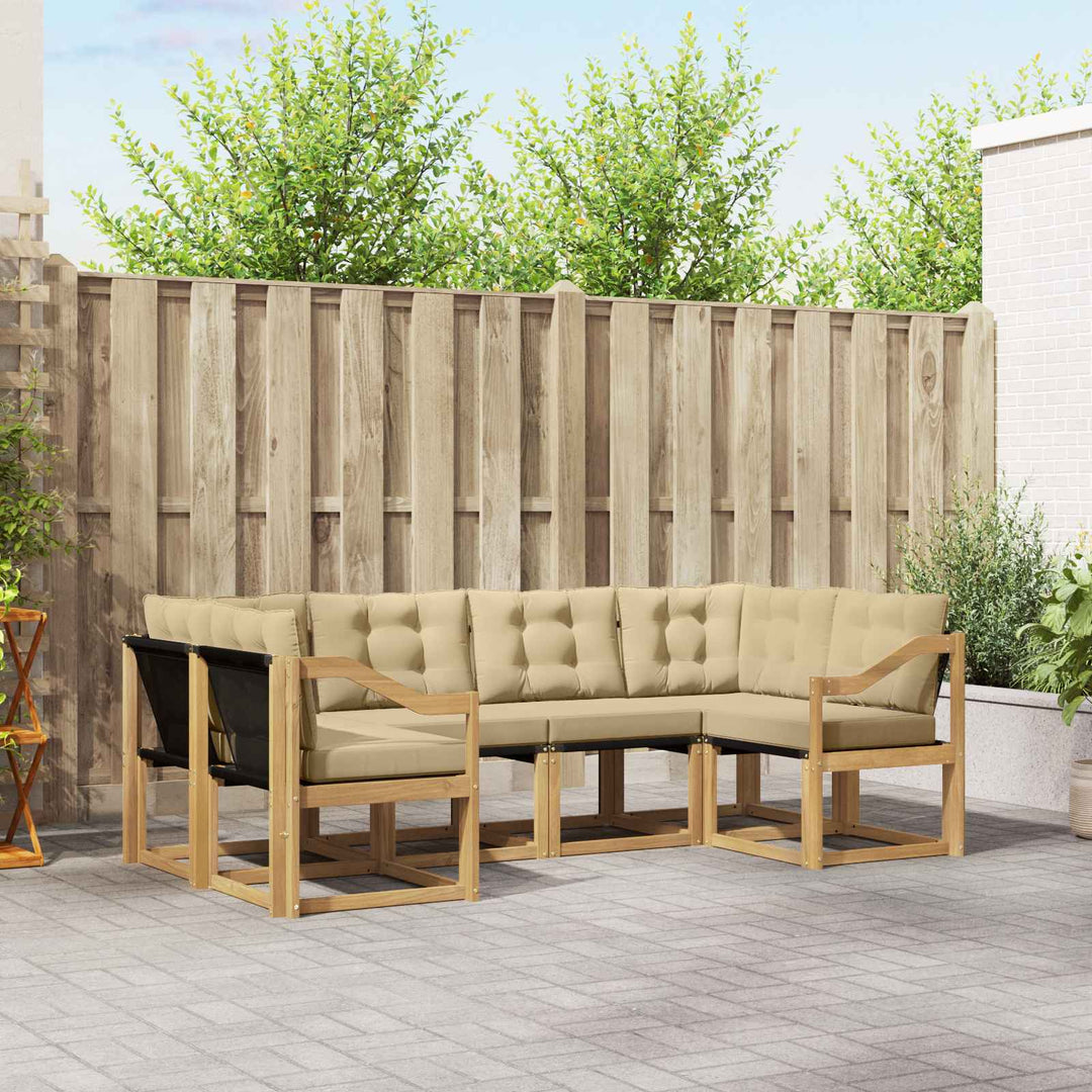 Udendørs sofagruppe med pude 6 pcs Hvid og Beige