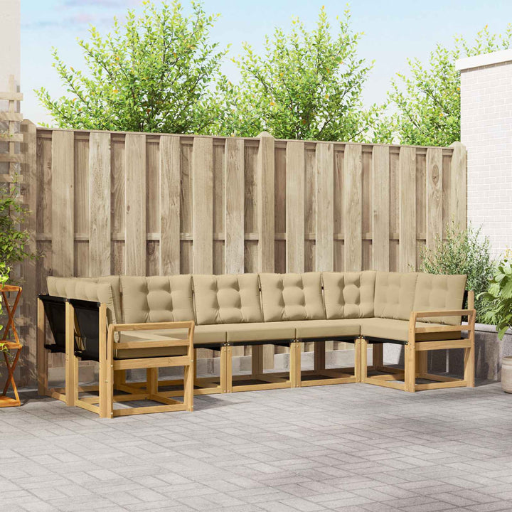 Udendørs sofagruppe med pude 7 pcs Hvid og Beige