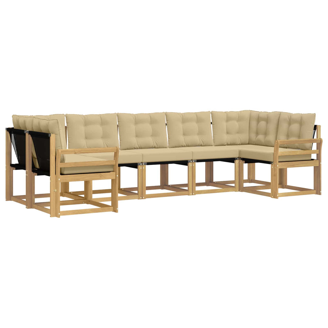 Udendørs sofagruppe med pude 7 pcs Hvid og Beige
