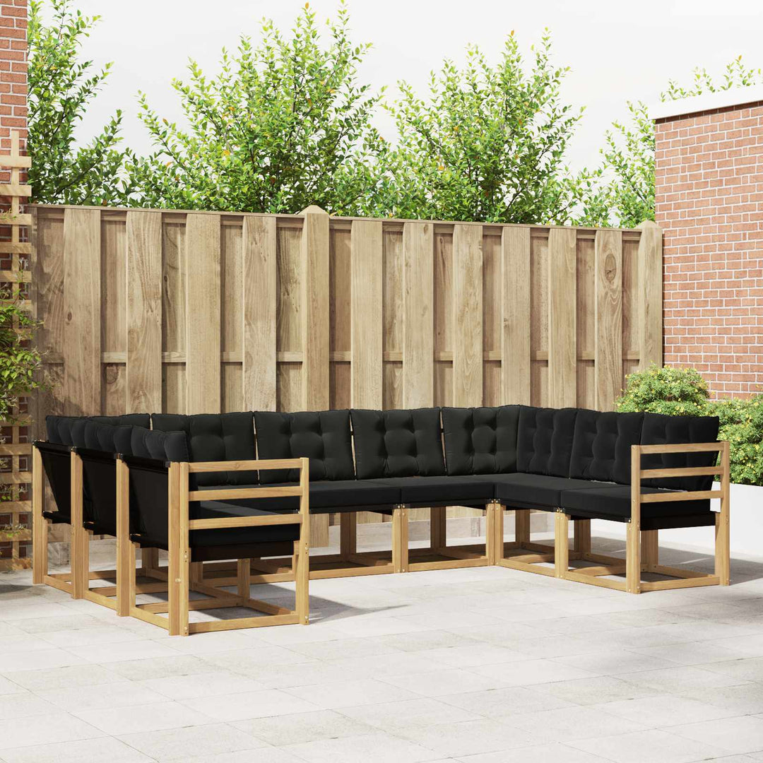 Udendørs sofagruppe med pude 9 pcs Hvid og sort