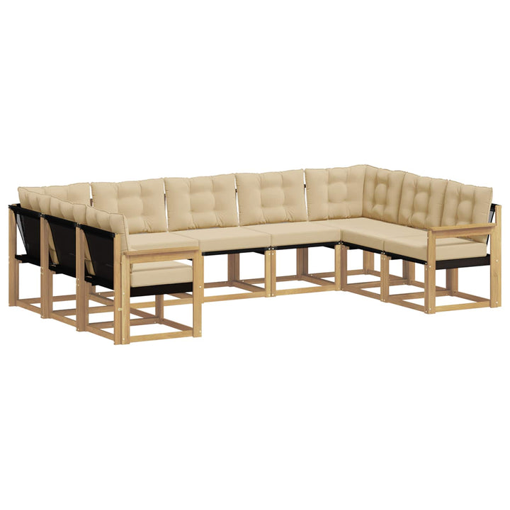 Udendørs sofagruppe med pude 9 pcs Hvid og Beige