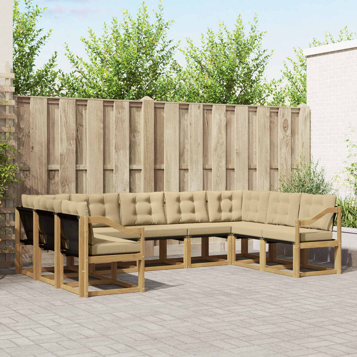 Udendørs sofagruppe med pude 9 pcs Hvid og Beige