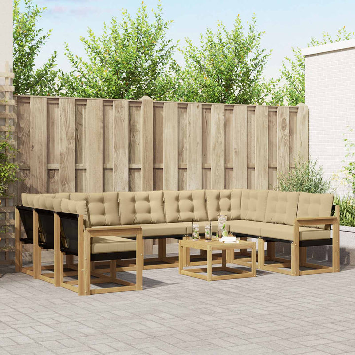 Udendørs sofagruppe med pude 10 pcs Hvid og Beige