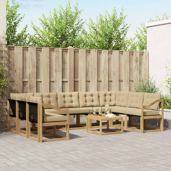Udendørs sofagruppe med pude 10 pcs Hvid og Beige