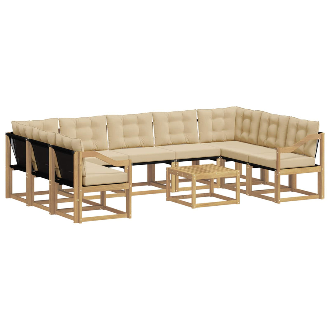 Udendørs sofagruppe med pude 10 pcs Hvid og Beige