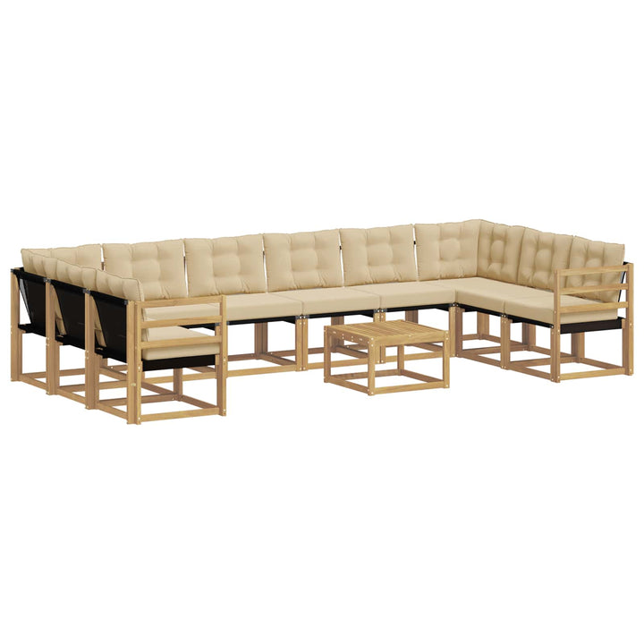 Udendørs sofagruppe med pude 11 pcs Hvid og Beige