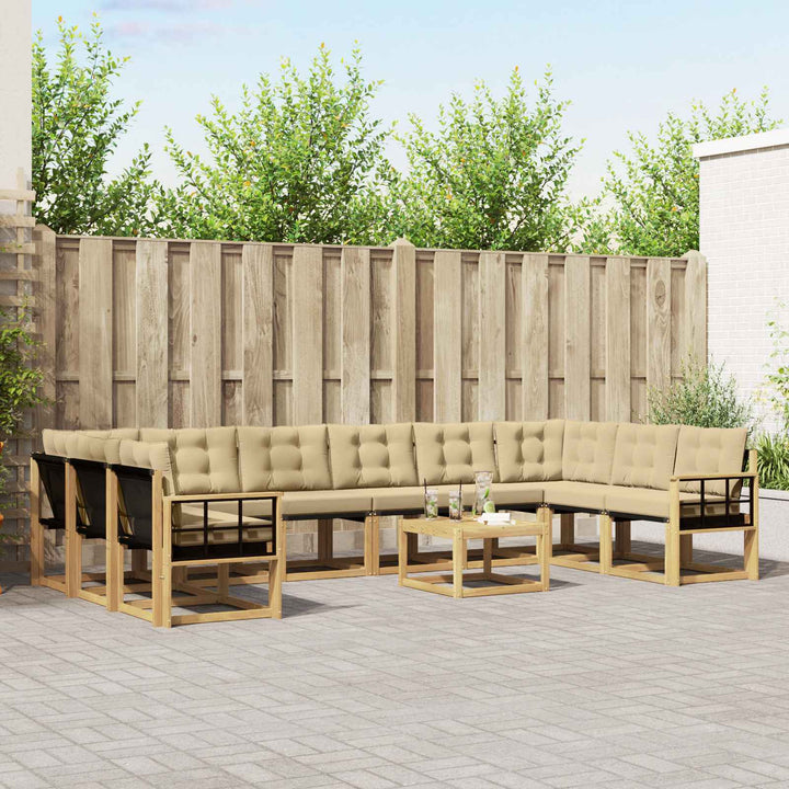 Udendørs sofagruppe med pude 11 pcs Hvid og Beige