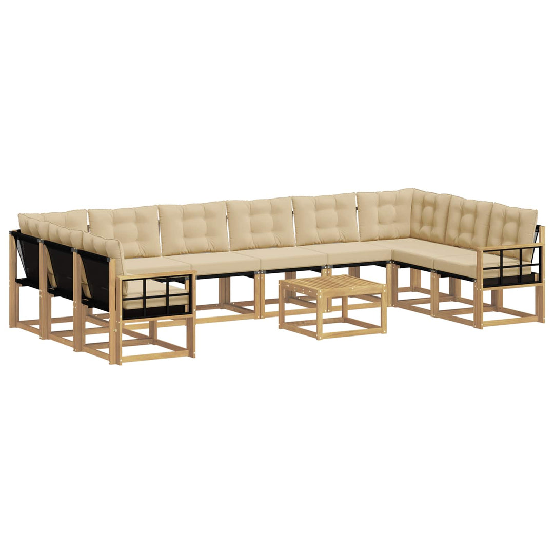 Udendørs sofagruppe med pude 11 pcs Hvid og Beige