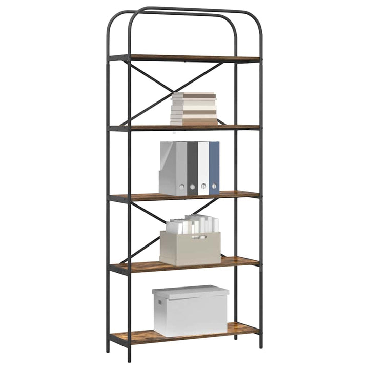 Bogreol 5 niveauer 80 x 30 x 183 cm Konstrueret træ Røget eg