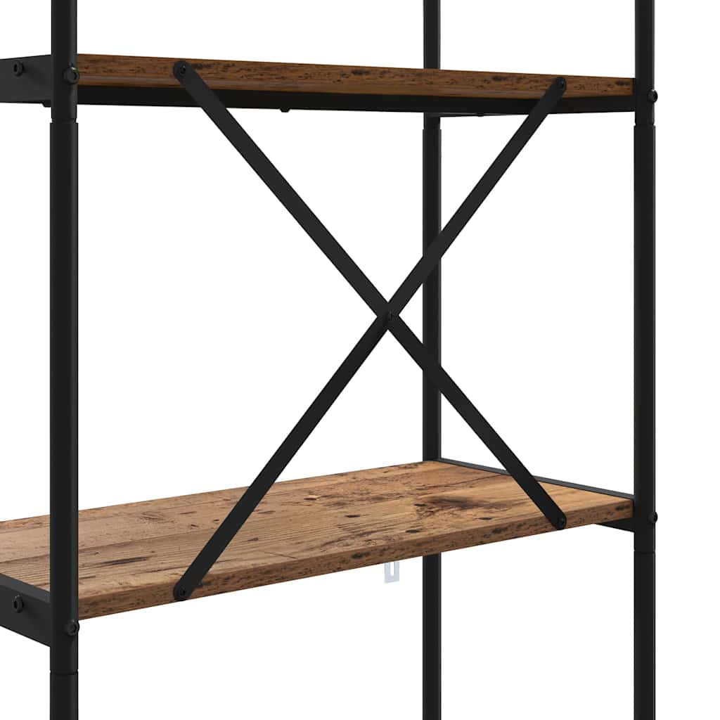 Bogreol 5 niveauer 80 x 30 x 183 cm Konstrueret træ Gammelt træ