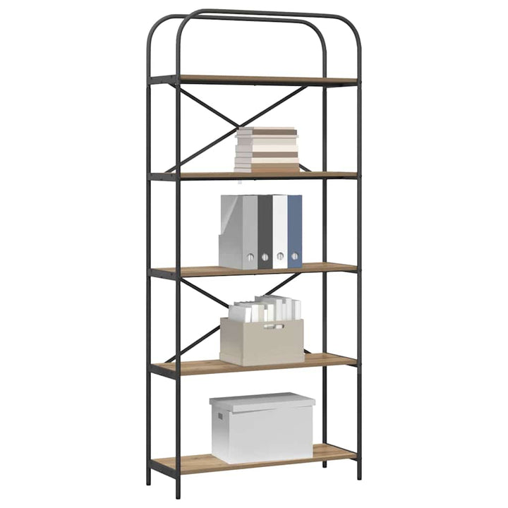 Bogreol 5 niveauer 80 x 30 x 183 cm Konstrueret træ