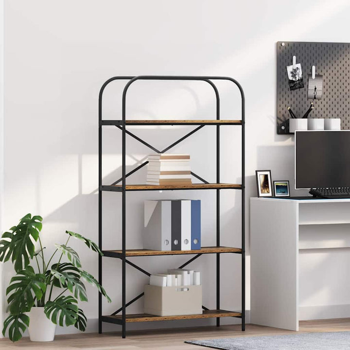 Bogreol 4 niveauer 80 x 30 x 146 cm Konstrueret træ Gammelt træ