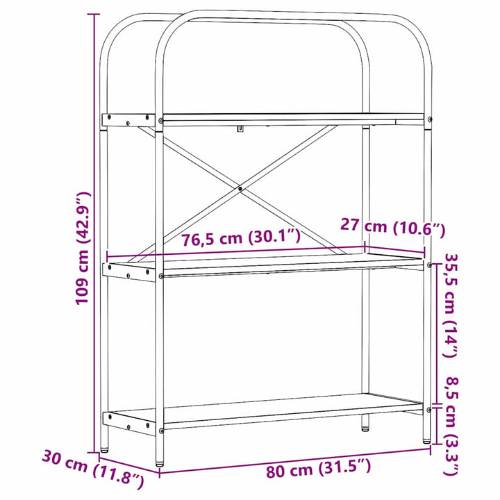 Bogreol Gammelt træ 80 x 30 x 109 cm Konstrueret træ