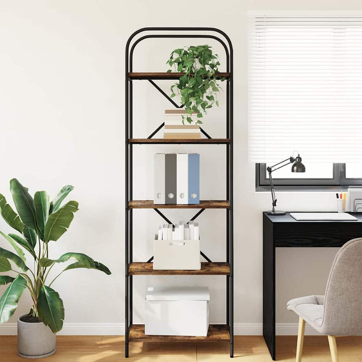 Bogreol 5 niveauer 60 x 30 x 183 cm Konstrueret træ Røget eg