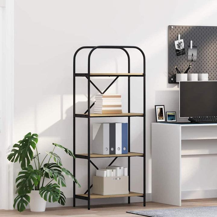 Bogreol 4 niveauer 60 x 30 x 146 cm Konstrueret træ Sonoma eg