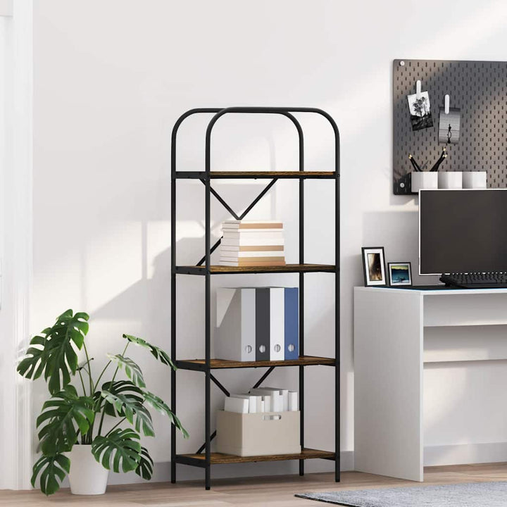 Bogreol 4 niveauer 60 x 30 x 146 cm Konstrueret træ Røget eg