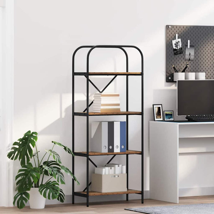 Bogreol 4 niveauer 60 x 30 x 146 cm Konstrueret træ Gammelt træ